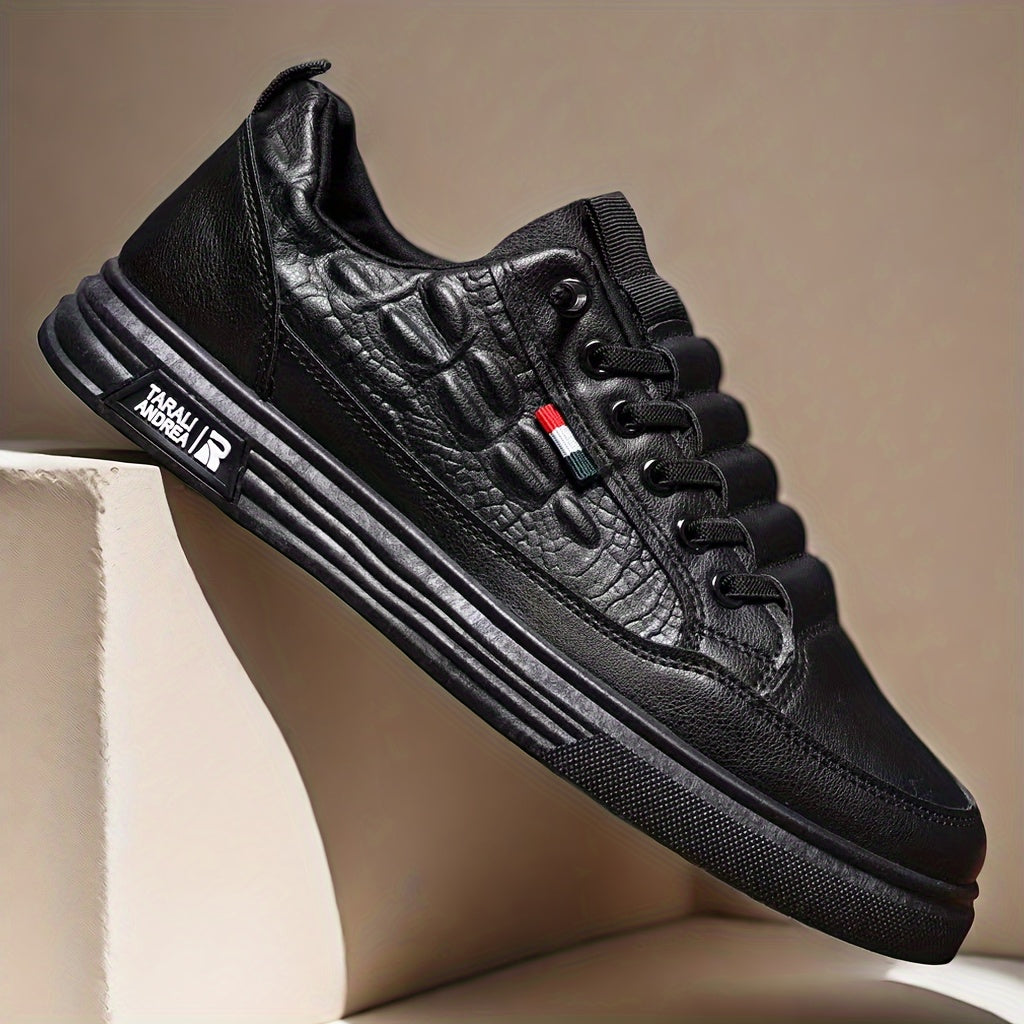 Men's Low Top Sneakers Casual Lightweight All-Season PU Slip-On Round Toe