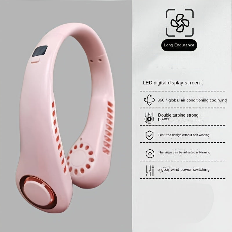 Portable Neck Fan with Ice-Cool Technology, Quiet Turbo Motor, USB Rechargeable for Indoor Outdoor Use