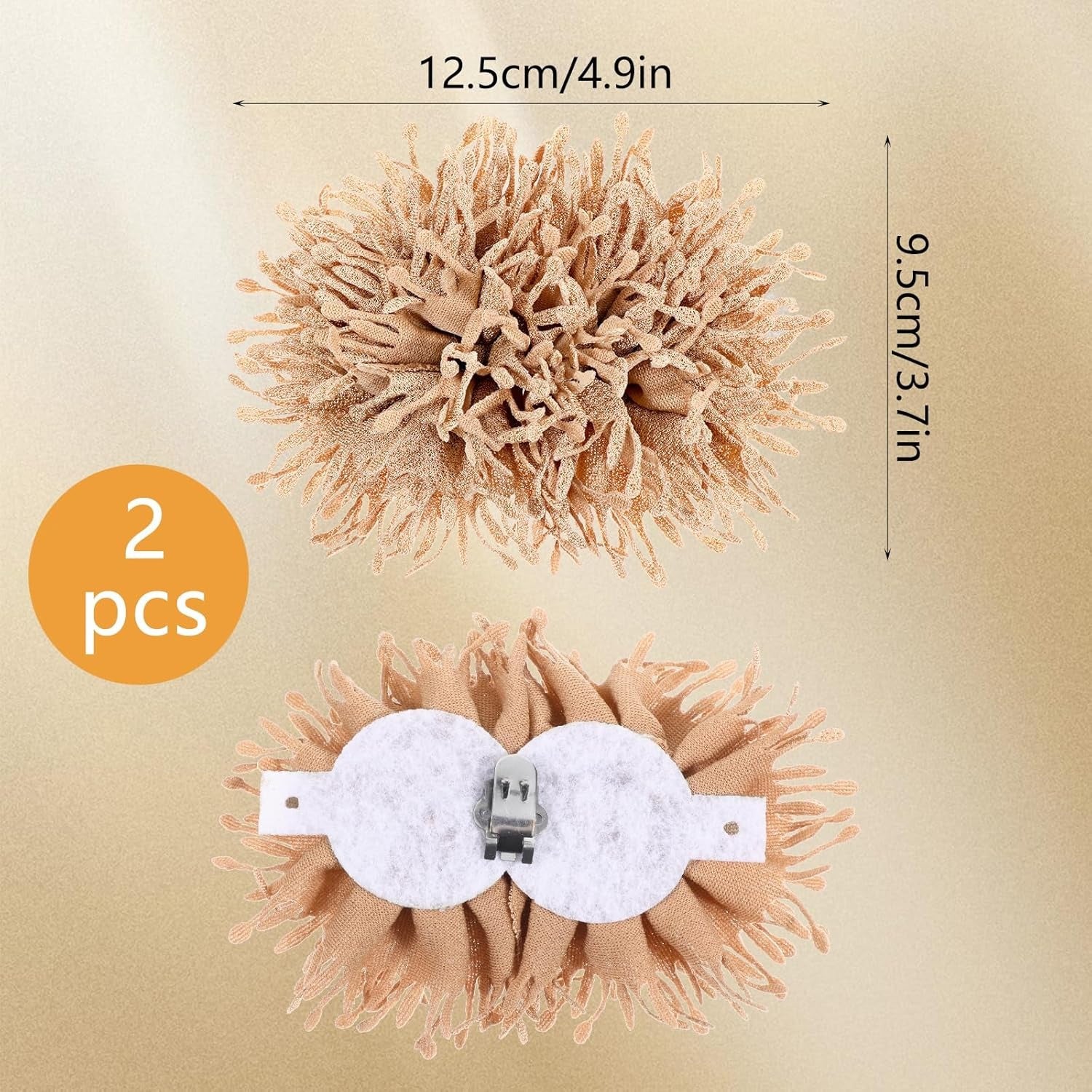 Women's Beige Floral Shoe Clips 2pcs Heel Decorations for Glittery Occasions