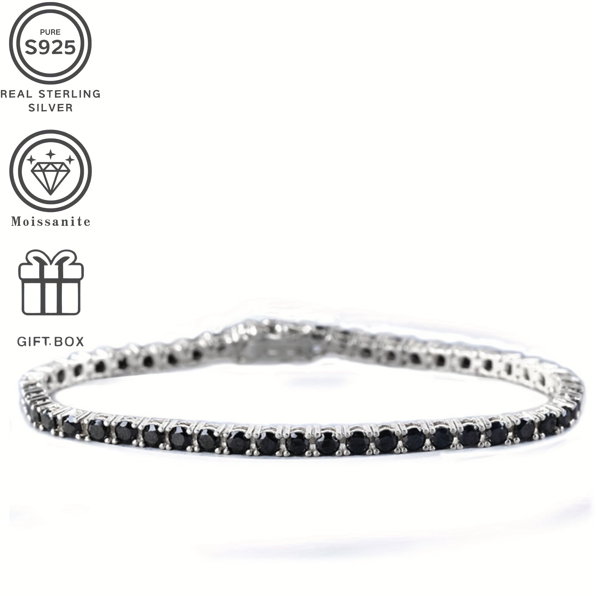 Sterling Silver Moissanite Bracelet 0.1 Carat Delicate Jewelry for Women
