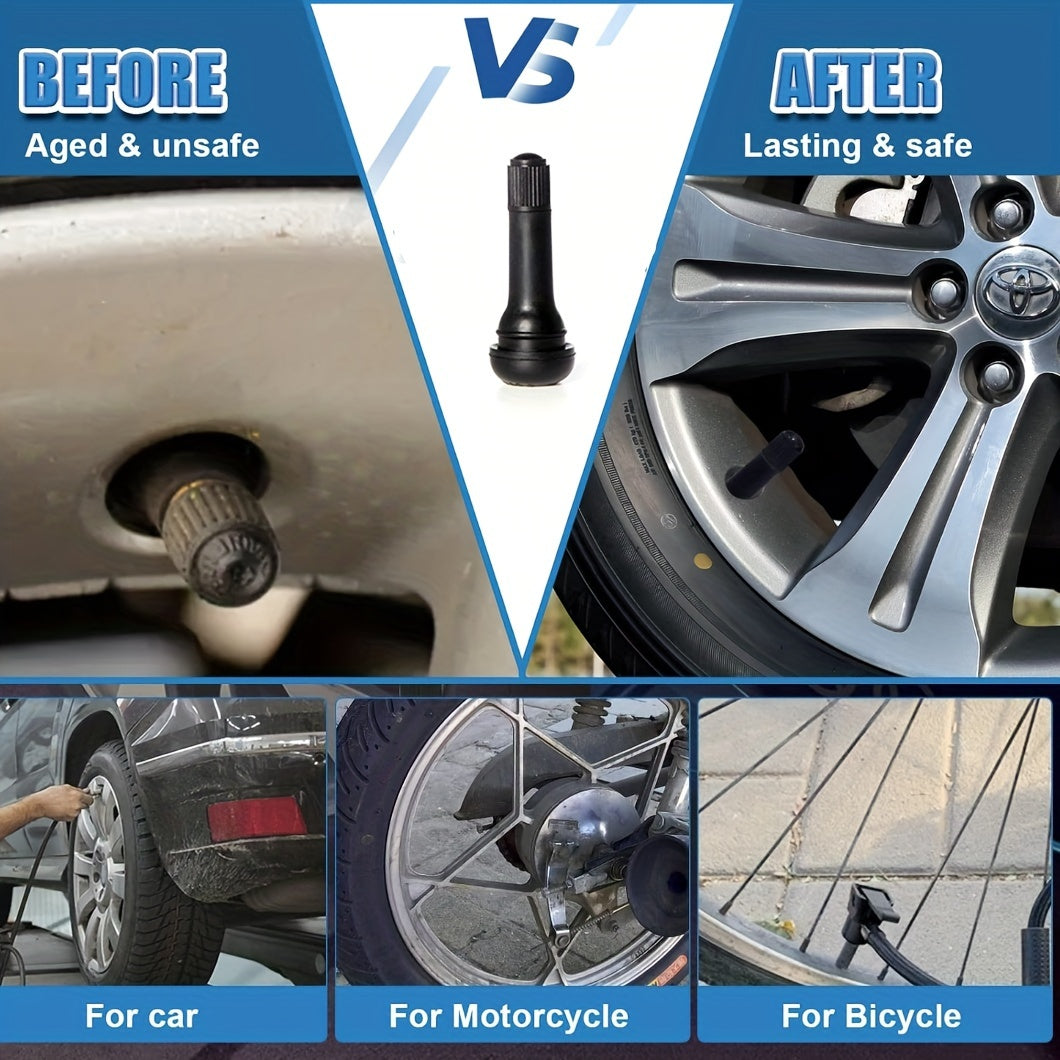 20 dona qora rezina shinalar ventili uchun 1.15cm disklar uchun bardoshli alyuminiy