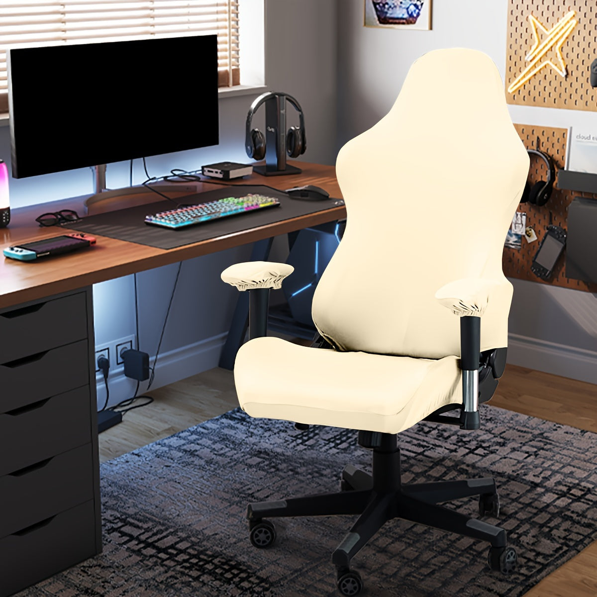 Waterproof Gaming Chair Cover Set with 2 Armrest Covers