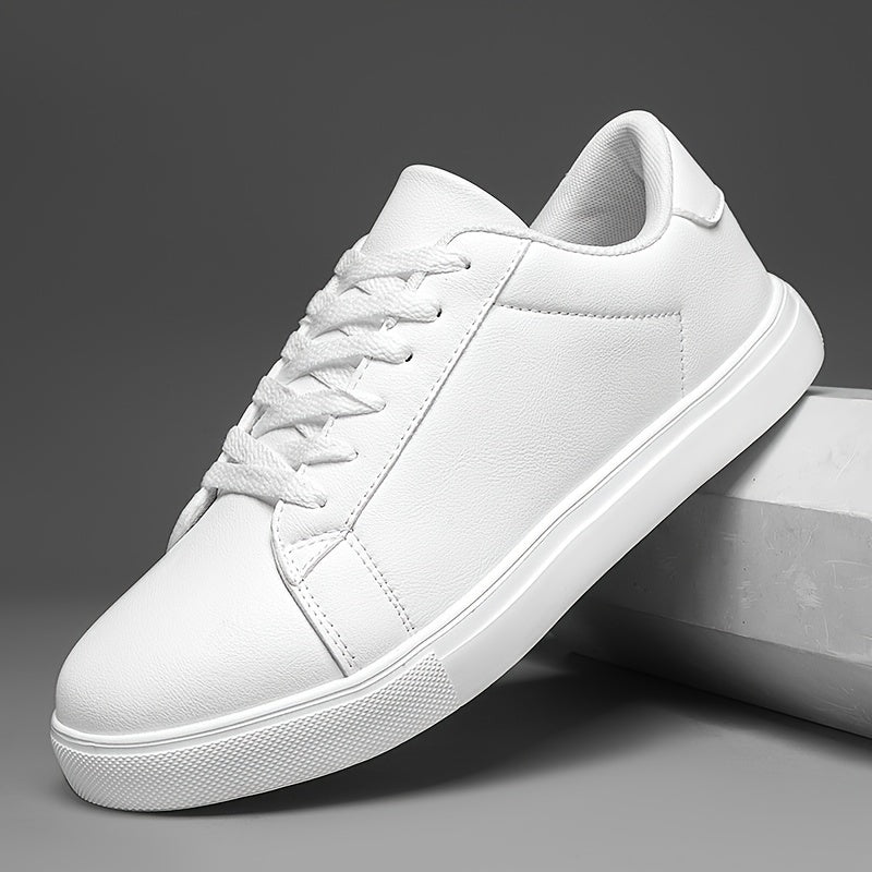 Men's White Lace-Up Sneakers with MD Sole and EVA Insole for Casual and Running