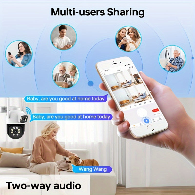 Wireless 4MP Dual Lens CCTV Camera with PTZ, Color Night Vision, Two-Way Audio