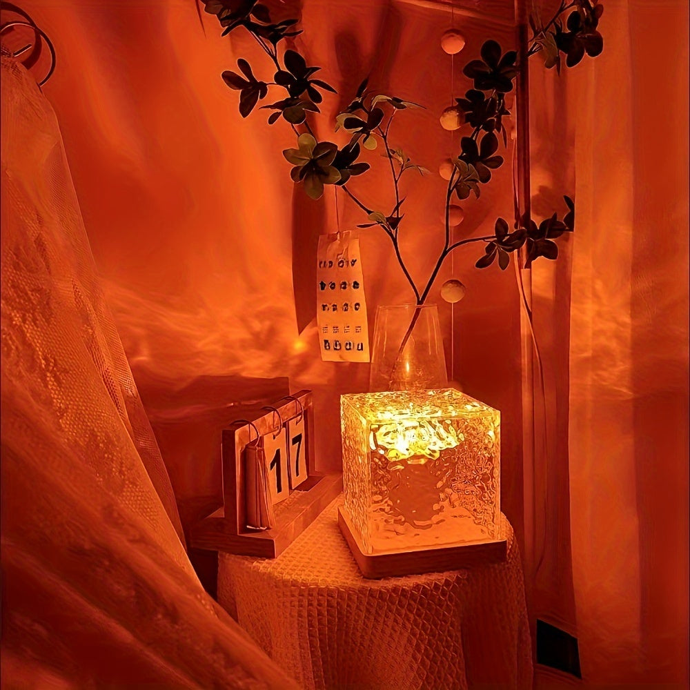 Lámpara de noche proyector de ondas de agua de acrílico con 16 colores ajustables para decoración de dormitorio