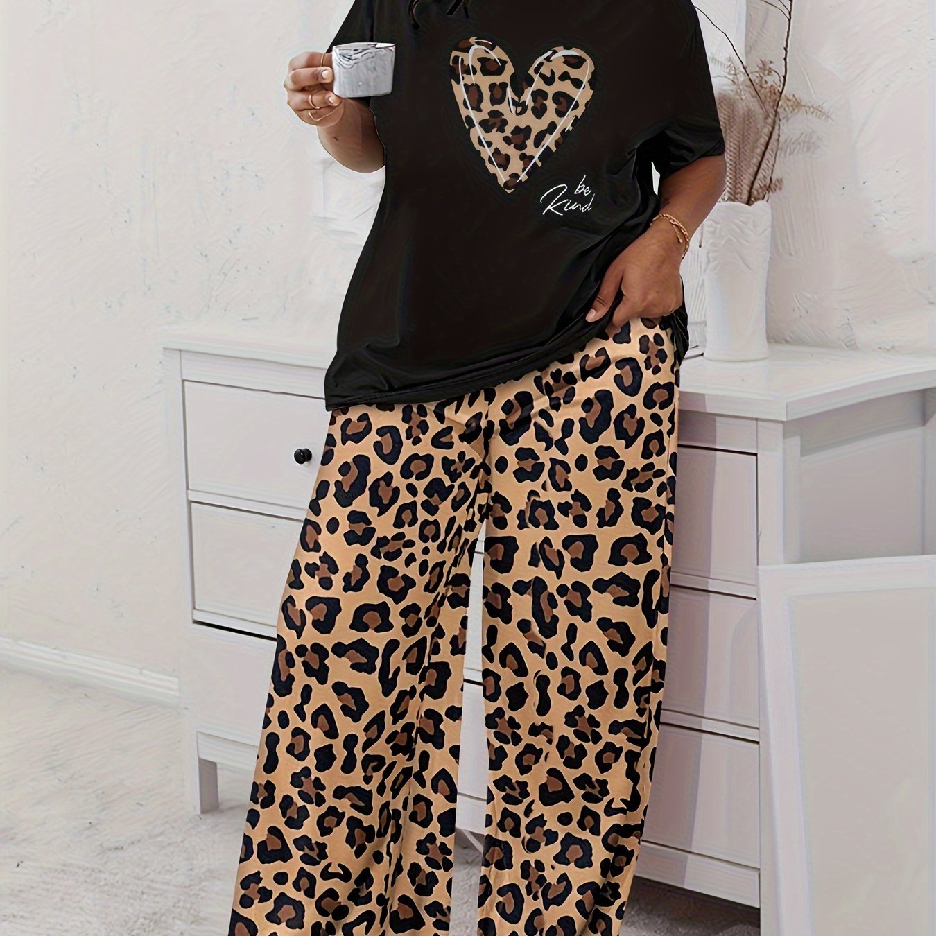 Women's Long Sleeve Cotton Printed Lounge Set with Pants