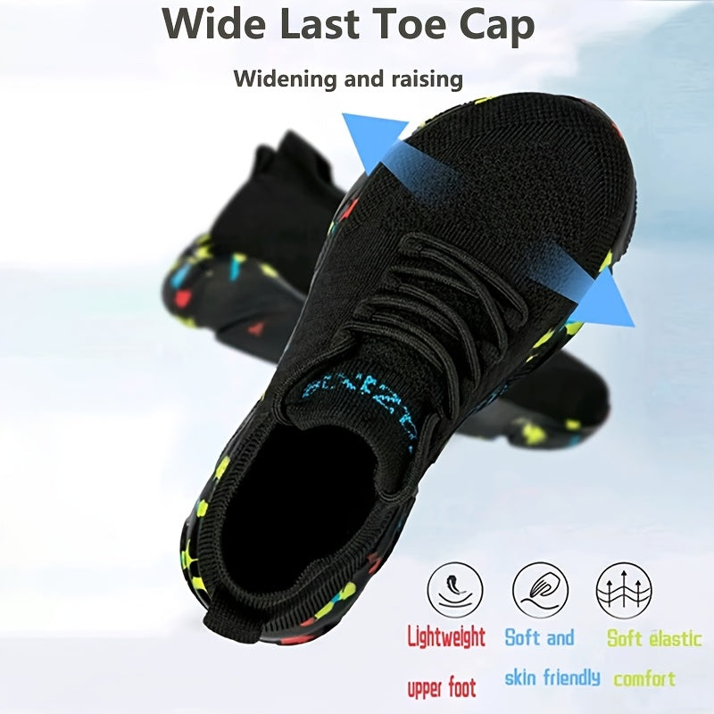 Plus-Size Light Weight Knit Sneakers for Casual Walking Wide Toe