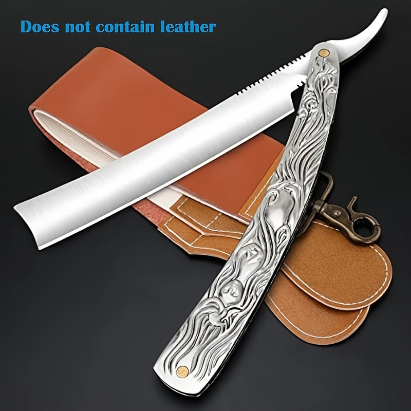 Men Stainless Steel Straight Edge Razor for Home and Salon Use