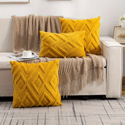 Bohem uslubidagi shaggy chenille yostiq qopqog'i, xom shakar sariq, 20x20 dyuym