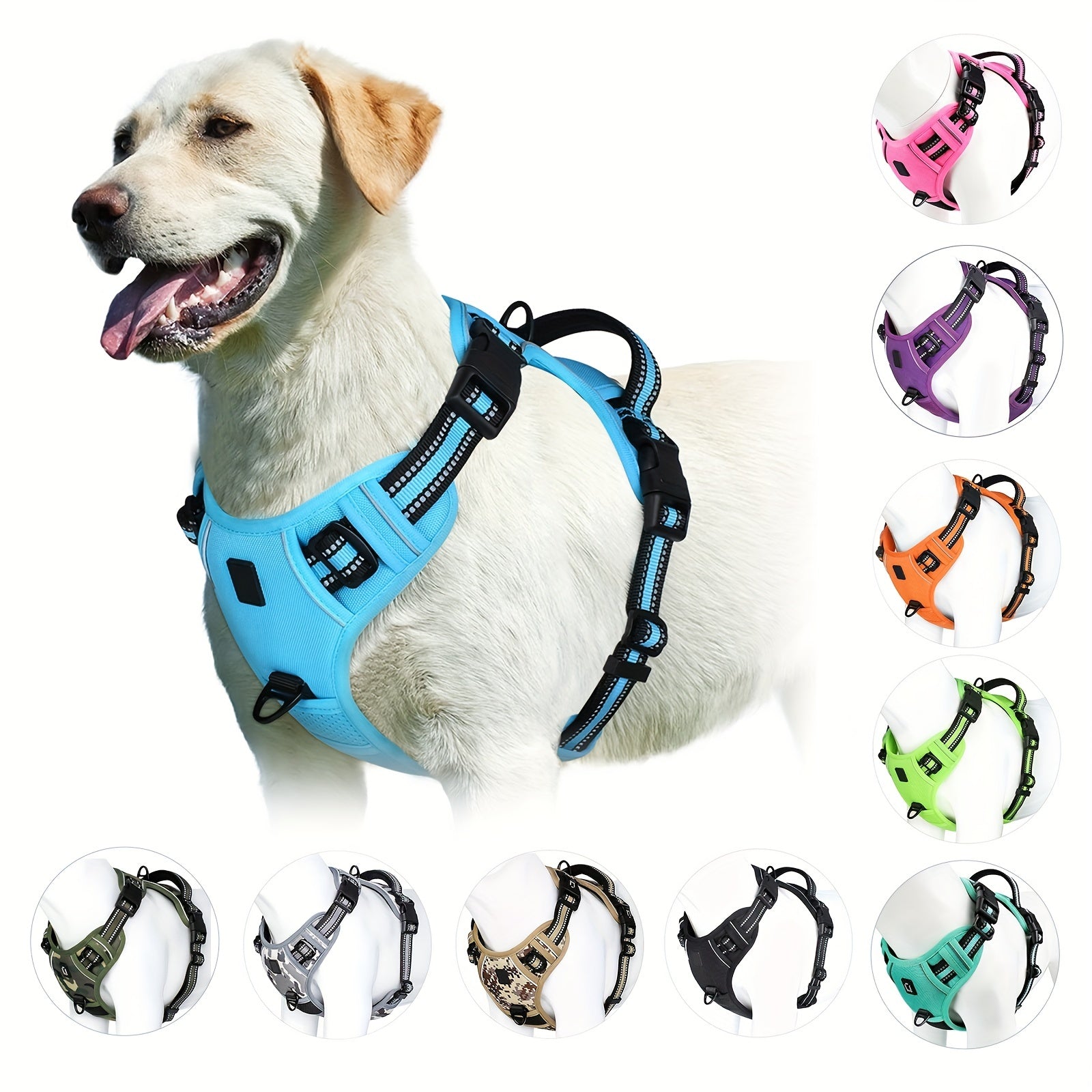 Reflective Camouflage No-Pull Dog Harness with Handle for Easy Walking and Training