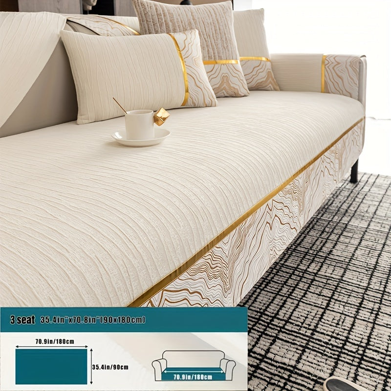 Chenille Sofa Cover for All Seasons Pet-Friendly Non-Slip Fits 1-4 Seater L-Shaped Contemporary