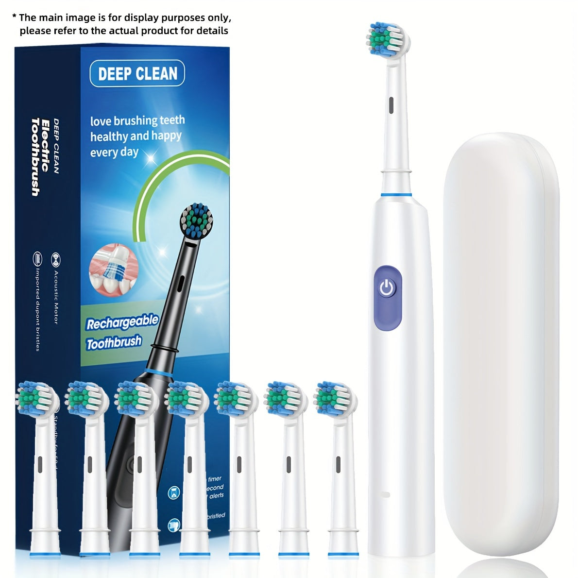 Rechargeable Electric Toothbrush for Sensitive Gums with 8 Brush Heads and Travel Case