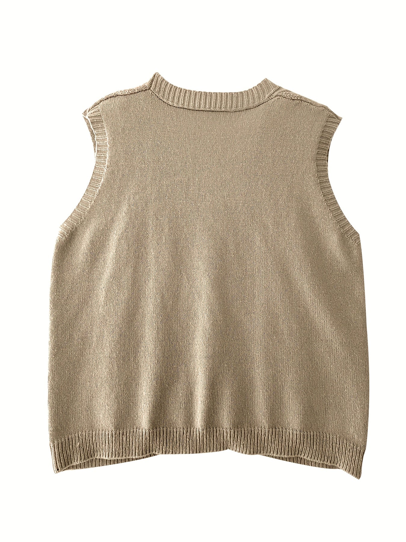 Women's Large Size Cotton Vest Cardigan with Pockets