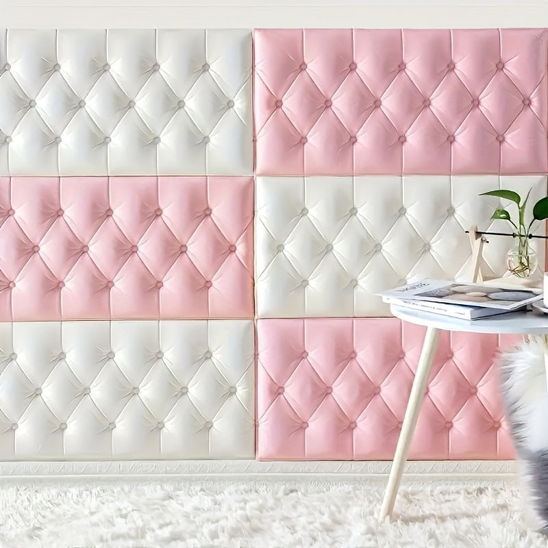 5pcs White 3D Self-Adhesive Wall Panels Headboard for Bedroom Living Room