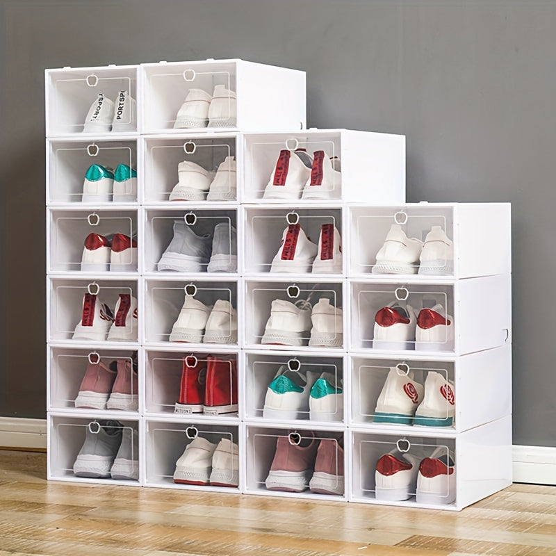 15 Pack Clear Plastic Shoe Storage Boxes with Flip Top for Home Organization