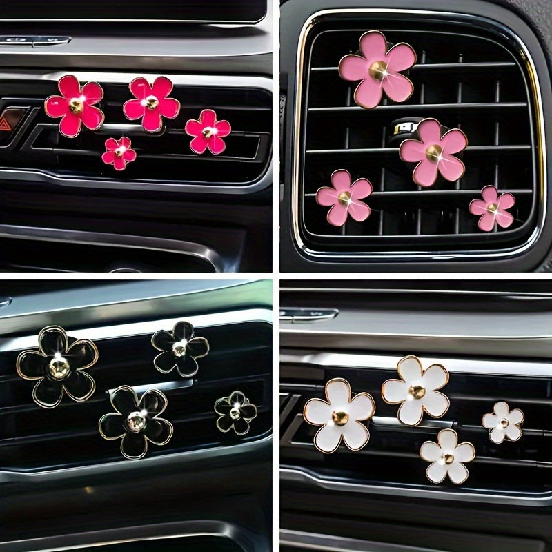 4pcs Alloy Daisy Car Ventilation Hole Perfume Diffuser Clips Interior Decoration