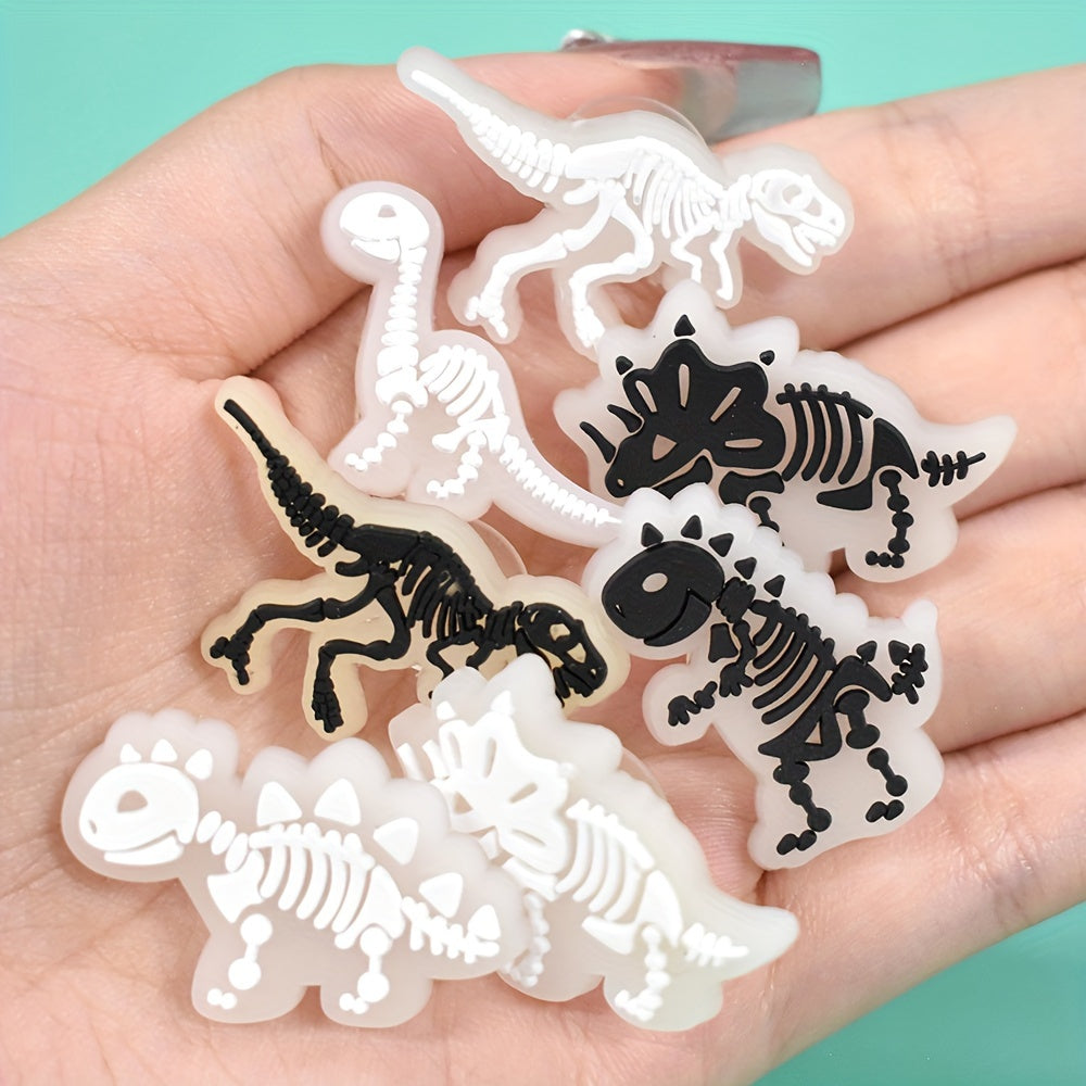 Unisex Kids PVC Dinosaur Shoe Charms Fluorescent Black and White Glowing Accessories