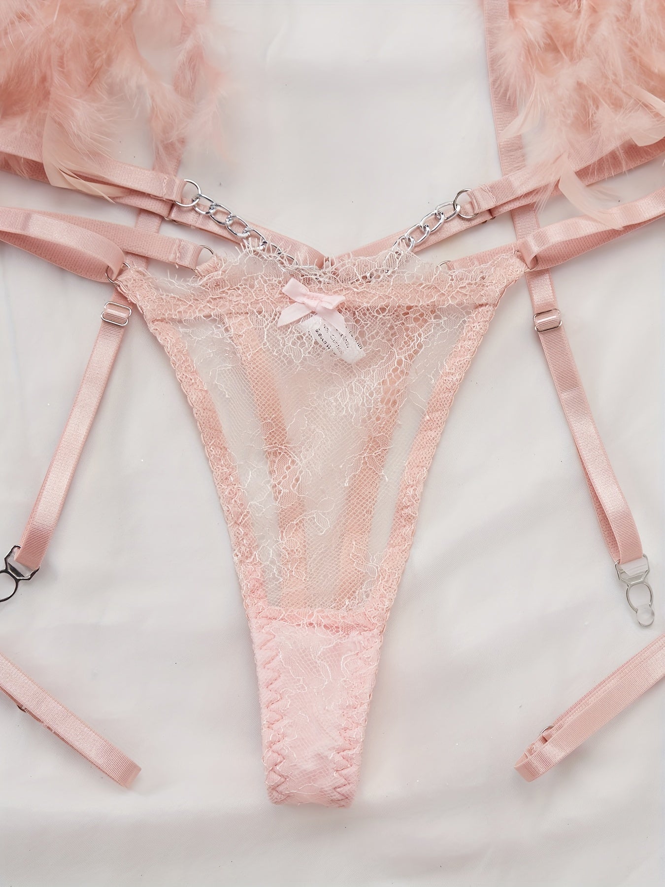 Sexy Lace Lingerie Set with Steel Ring and Sheer Lace Details for Women