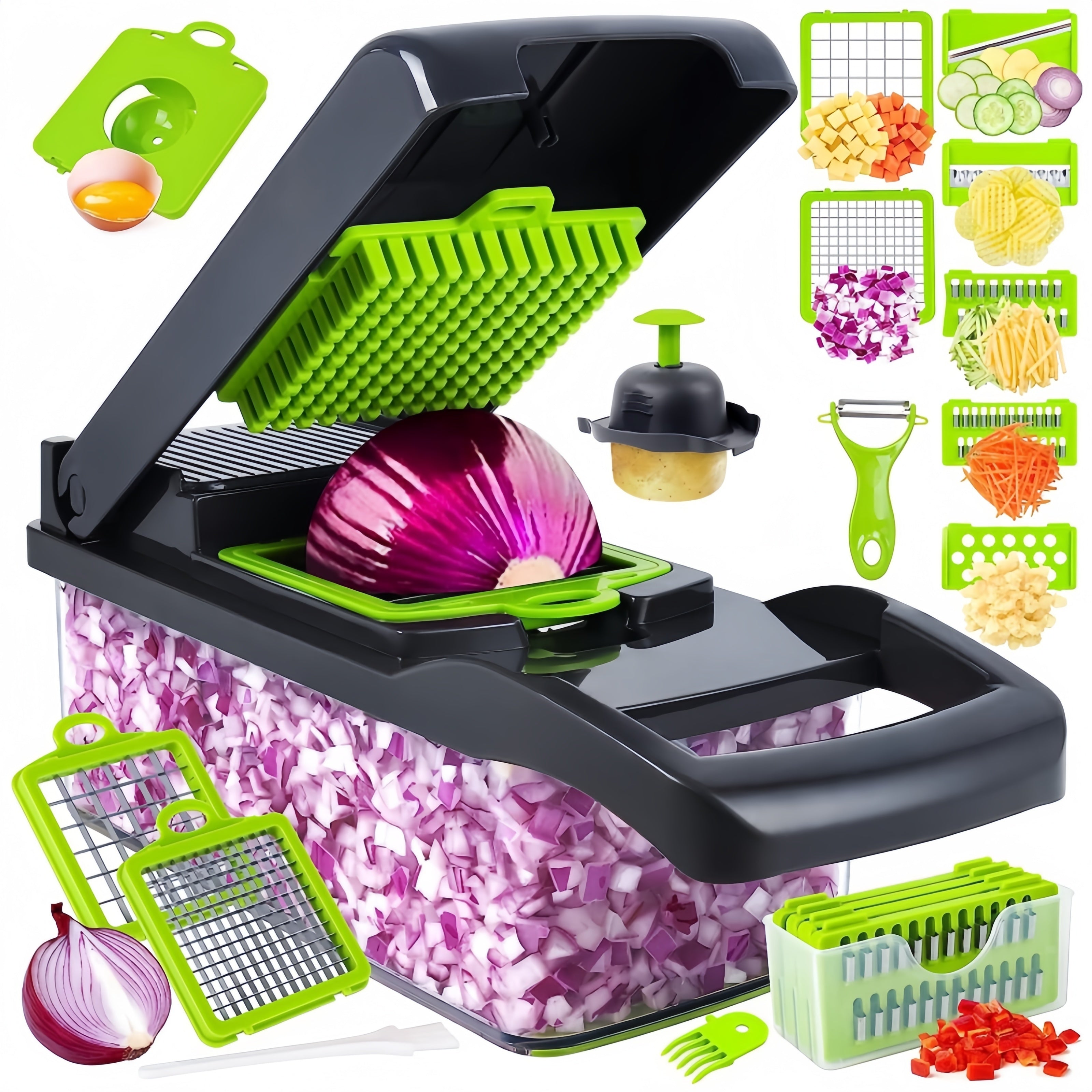 Set of 16 Multi-Functional Vegetable Slicers with Interchangeable Blades