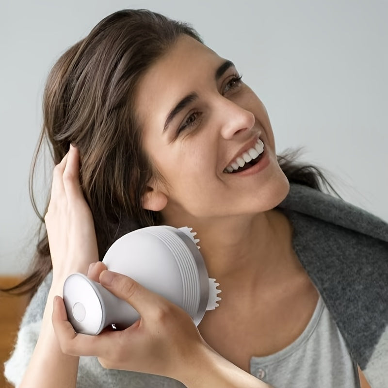 Masajeador eléctrico para cabeza, recargable por USB, relajación del cuero cabelludo, blanco, esférico, portátil, para viajes, regalo