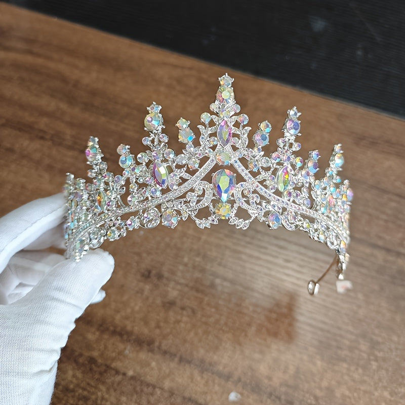 Diadema nupcial con cristales, corona oversized para bodas y eventos