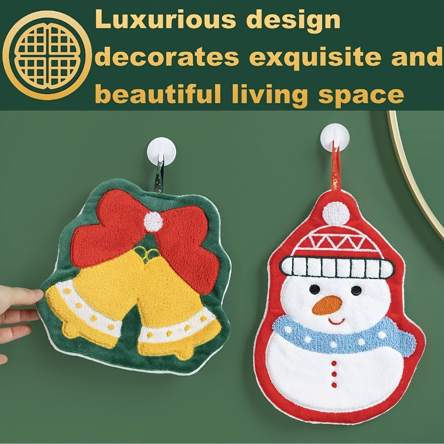 Christmas Themed Quick-Dry Hand Towel Thick Breathable Festive Design
