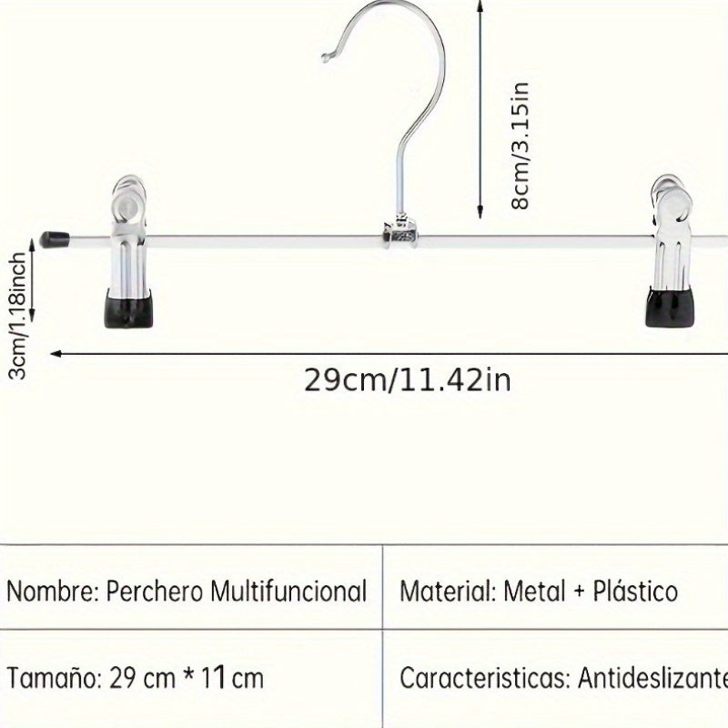 Juego de 10 perchas ajustables de acero inoxidable para pantalones, organizador antideslizante y ahorrador de espacio para faldas, vaqueros, abrigos