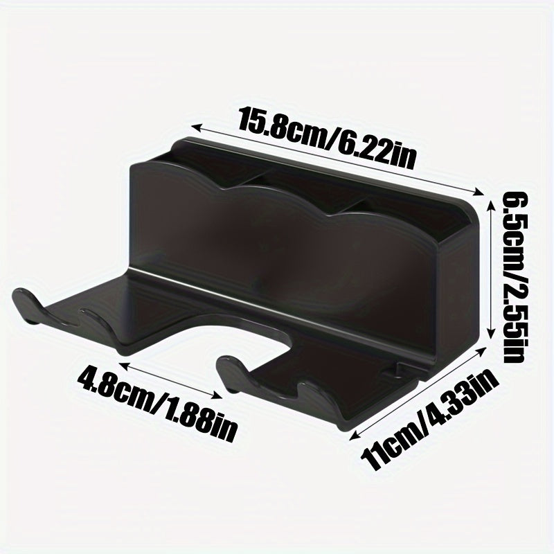 Wall-Mounted Bathroom Organizer Hair Dryer and Phone Holder No-Drill Installation