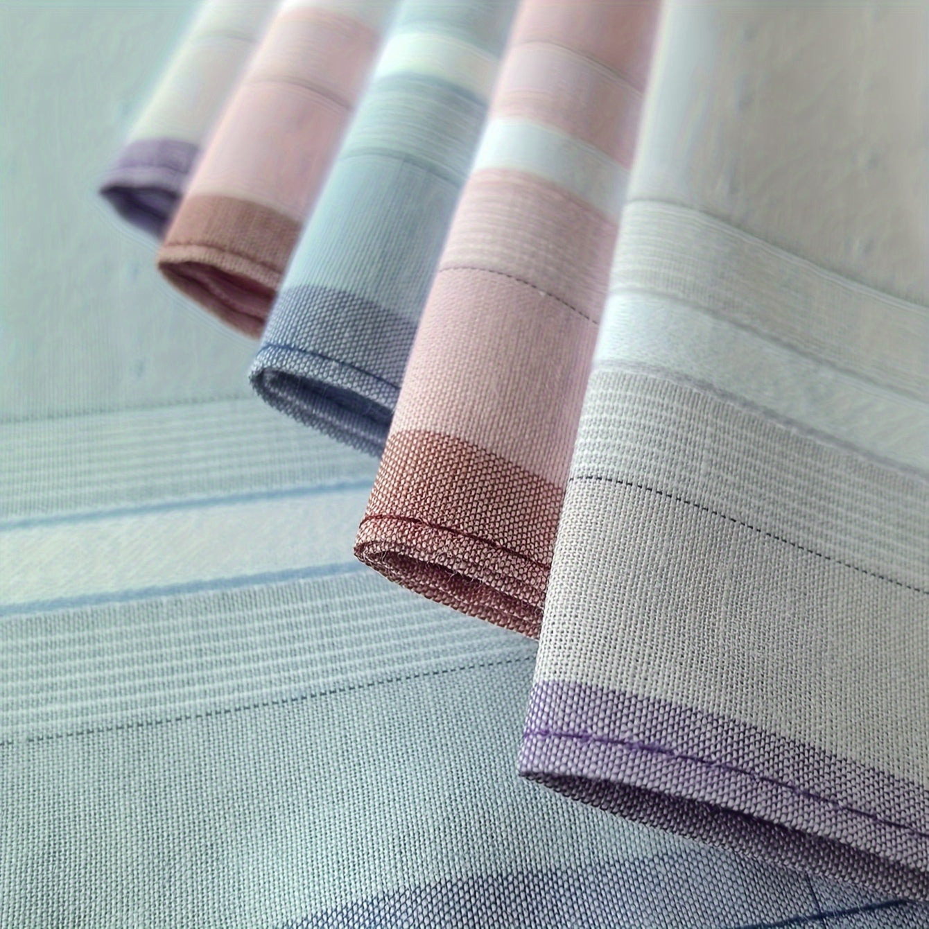 Set of 6 Soft Cotton Handkerchiefs 29cm Stylish Striped Pattern Absorbent