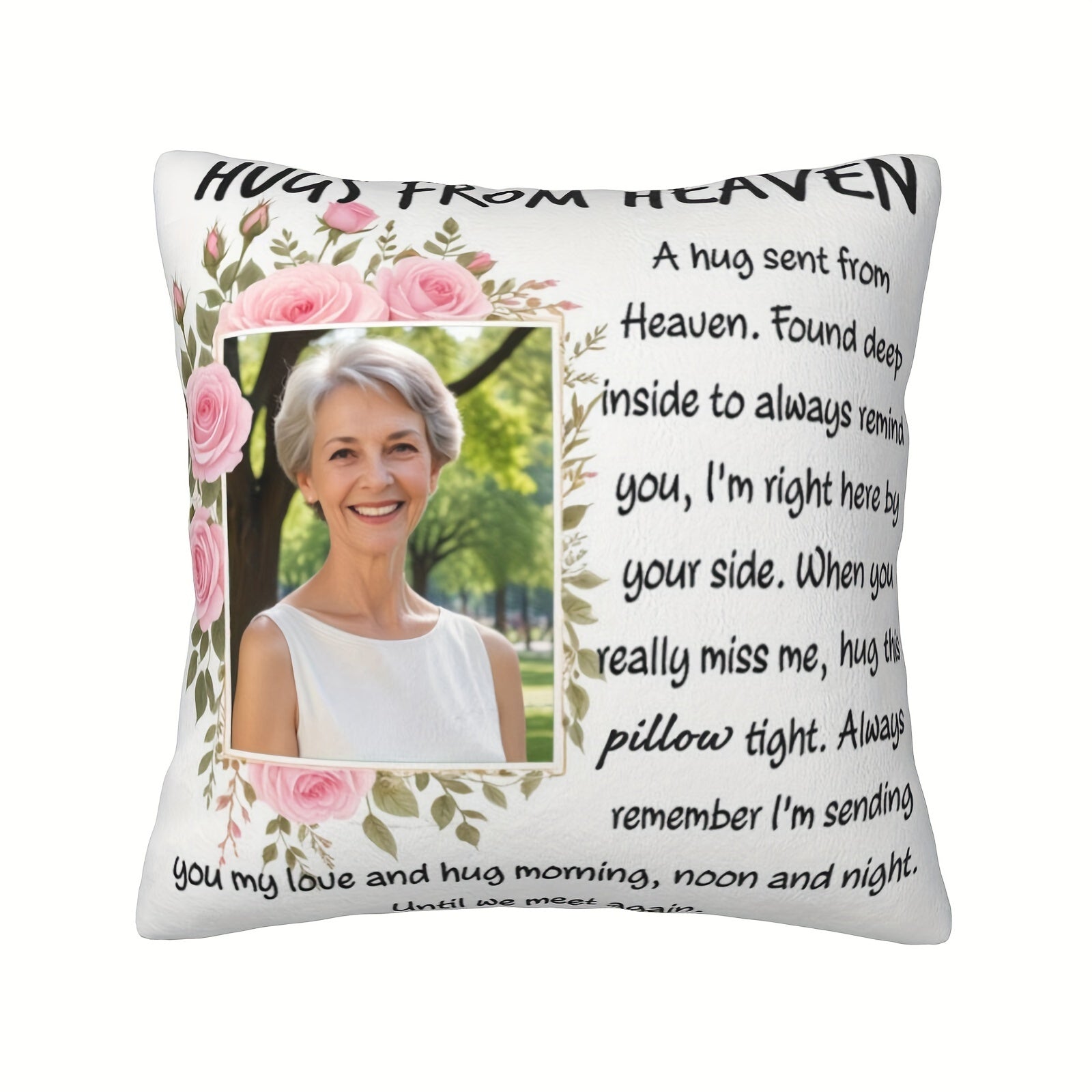 Подарите объятие с небес с нашей индивидуальной персонализированной подушкой - с розовыми розами, вашей любимой фотографией и персонализированным чехлом - трогательный подарок на память.