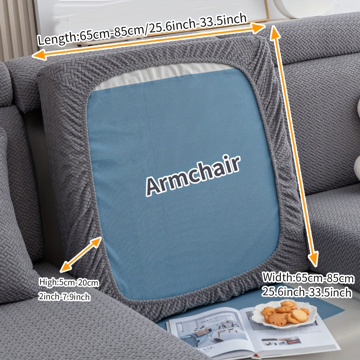 Checkered Pattern Polar Fleece Sofa Cover Boho Style Stretch Fabric Stain and Pet Scratch Protection