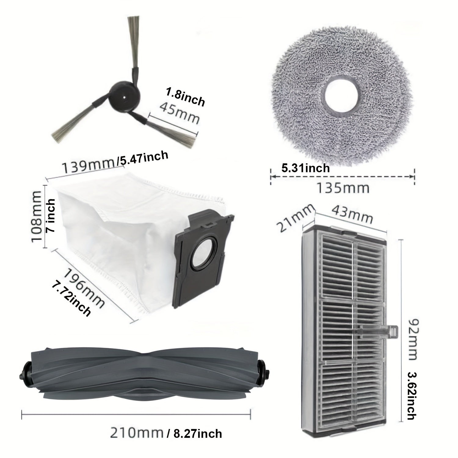 Dreame X40 Ultra va L40 Ultra Changyutgich Aksessuarlar To'plami - Maktabga qaytish uchun 19 dona. Asosiy cho'tka, mopa padlar, HEPA filtrlar, sumkalar va yon cho'tkalar kiradi.