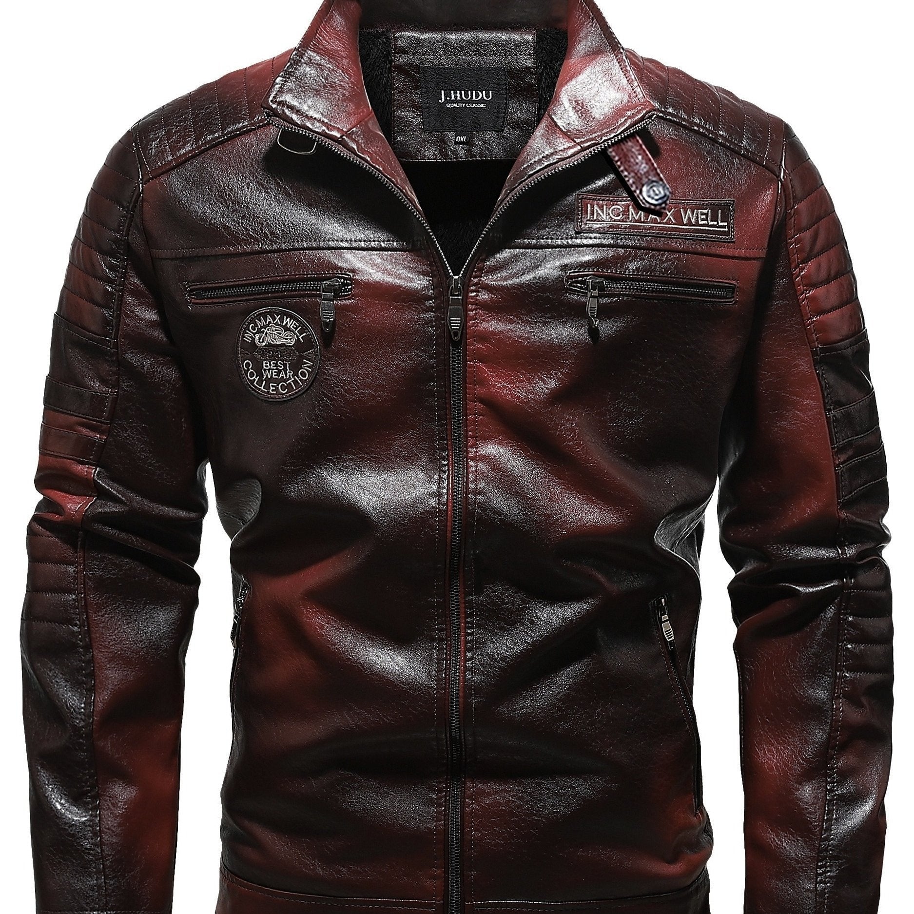 Men's Oversized PU Jacket Plus Size Casual Zipper Solid Color