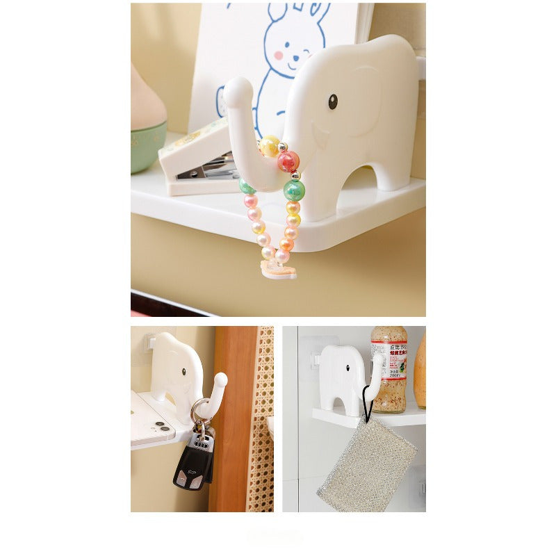 Wall-Mounted Elephant Storage Rack No Drilling Versatile Organizer for Kitchen Bathroom Study