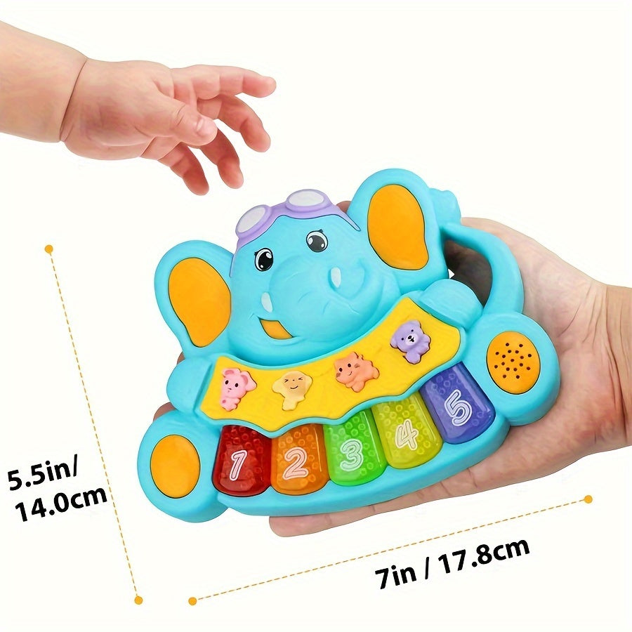 Elephant-Themed Kids Piano Toy Musical Keyboard for Children 18 Months Plus Blue Yellow