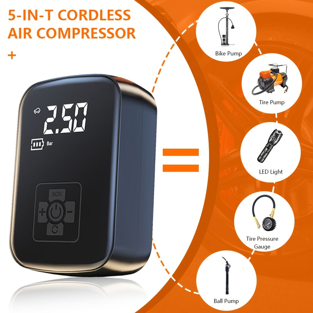 Portable Cordless Tire Inflator Air Compressor Pump Digital Display Rechargeable