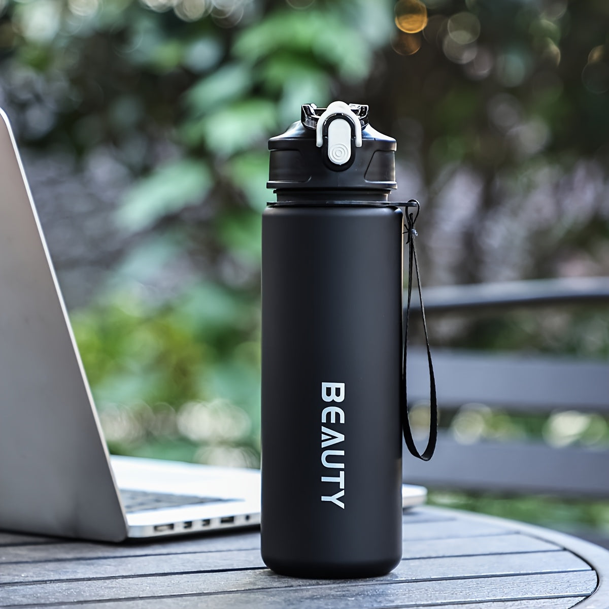 Frosted Plastic Water Bottle with Scale for Outdoor Sports and Office Use
