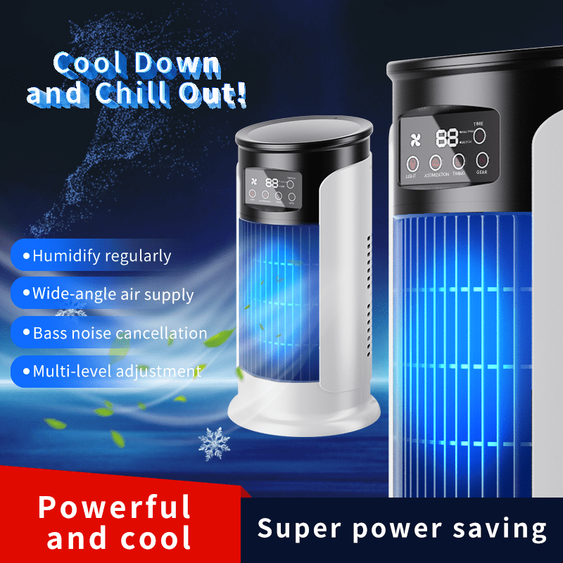 Portable USB Air Conditioner Fan with 3-in-1 Cooling Heating Humidifying Night Light and 6 Fan Speeds
