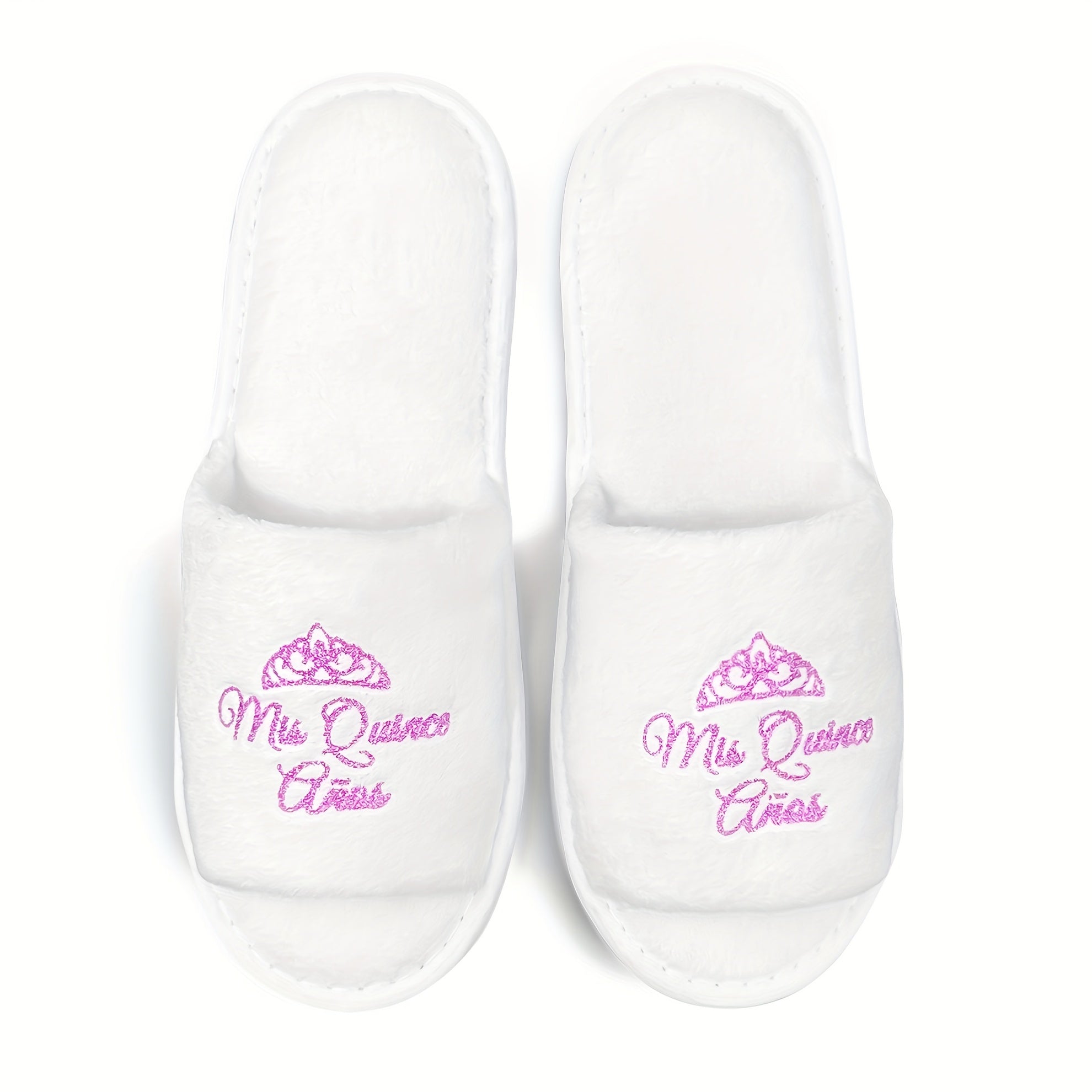 Girls 15th Birthday Glitter Gold Crown Script Slippers Soft EVA Flats