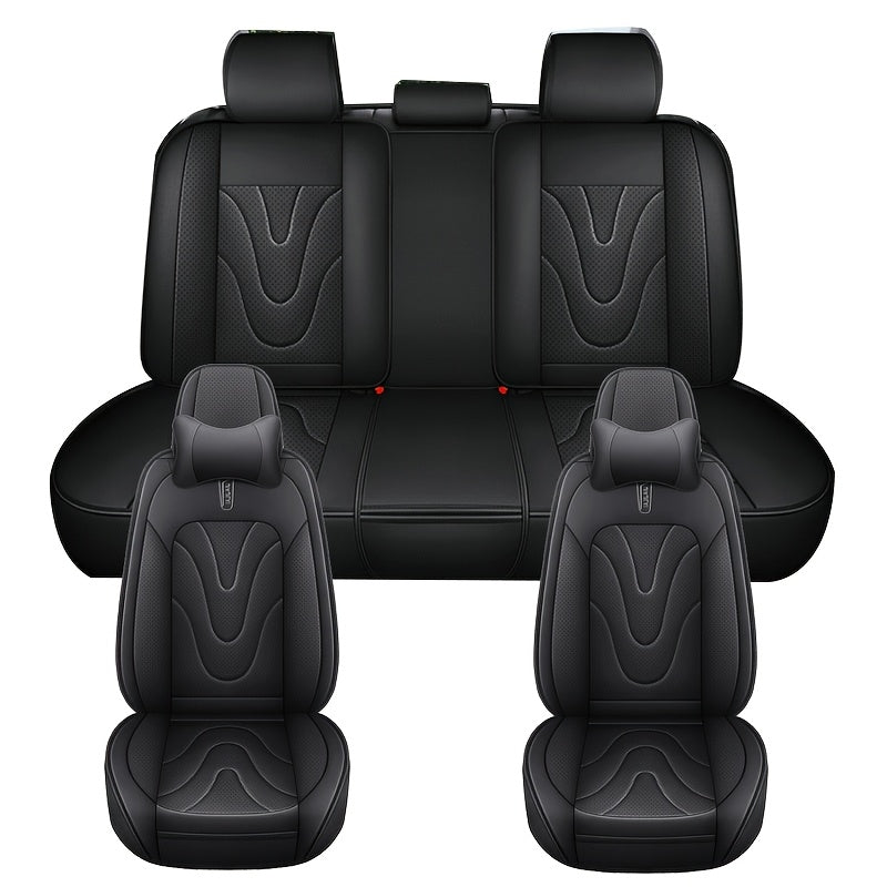 Five-Seat Faux Leather Car Seat Covers All-Season Durability Full Coverage