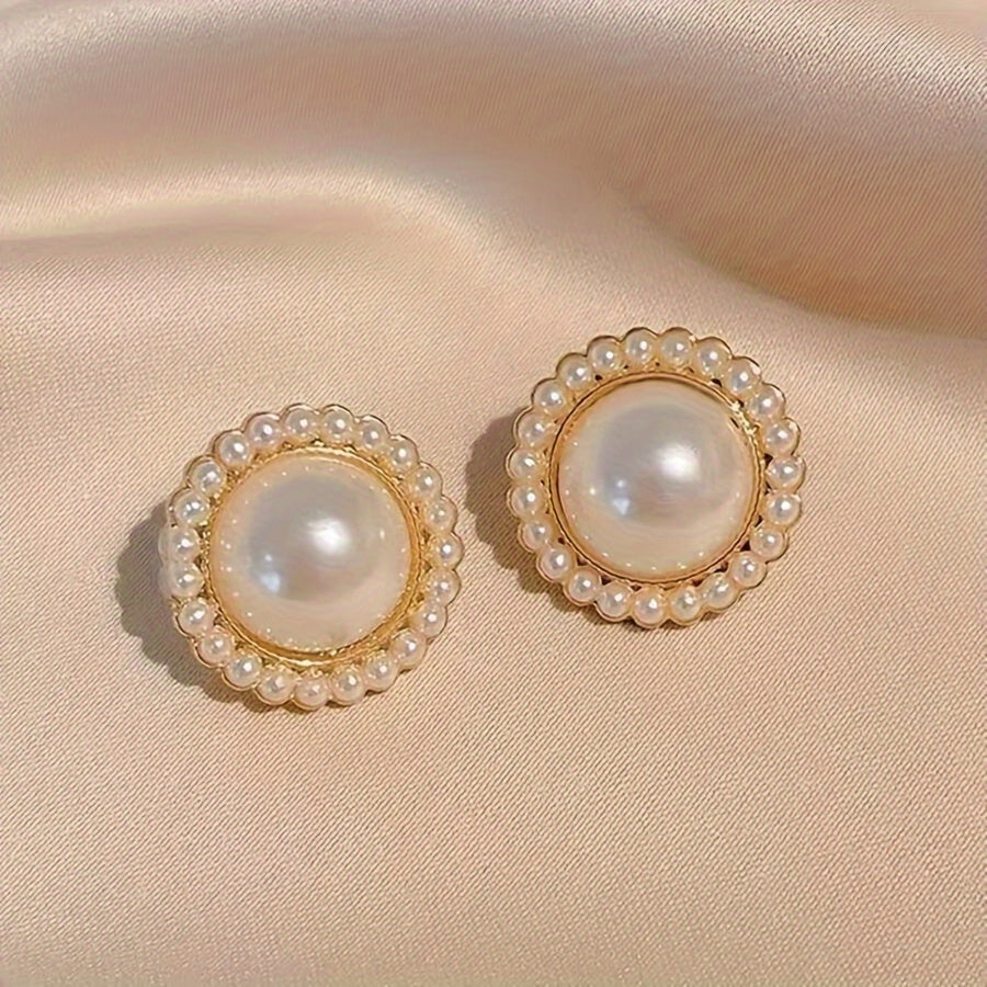 5 ta Vintage Elegant Alloy quloq stud marjonlari to'plami, 925 Sterling Silver quloq ignasi, UV qoplama va soxta marvarid tafsilotlari bilan, kundalik kiyish yoki maxsus tadbirlar uchun mukammal, ideal Sevishganlar kuni sovg'asi.