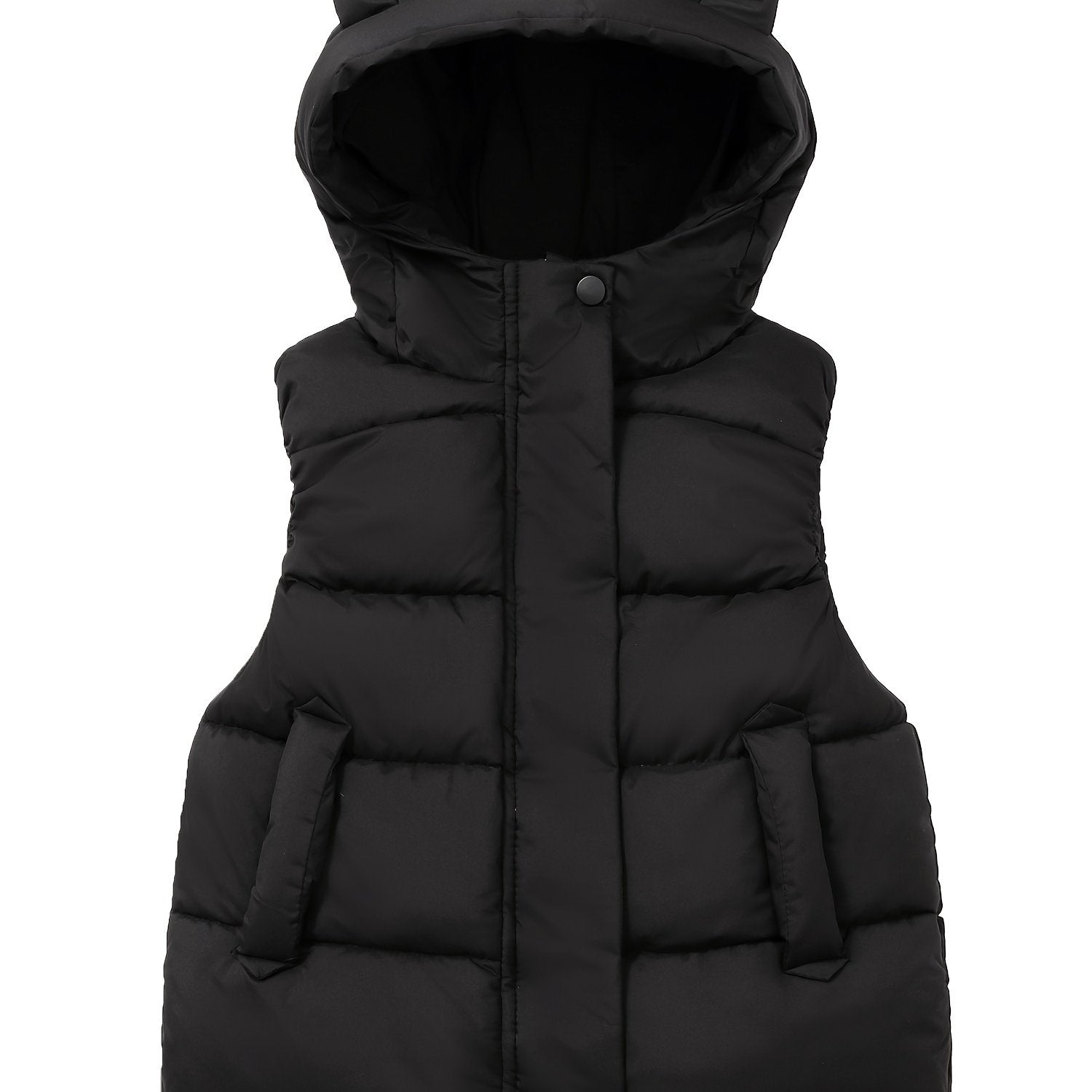 Boys Winter Vest Sleeveless Brown Polyester Zipper Pockets Casual