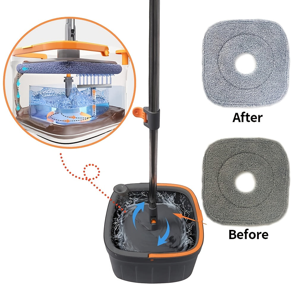 Juego de fregona cuadrada con cubo y 2 paños para limpiar madera, baldosas y mármol