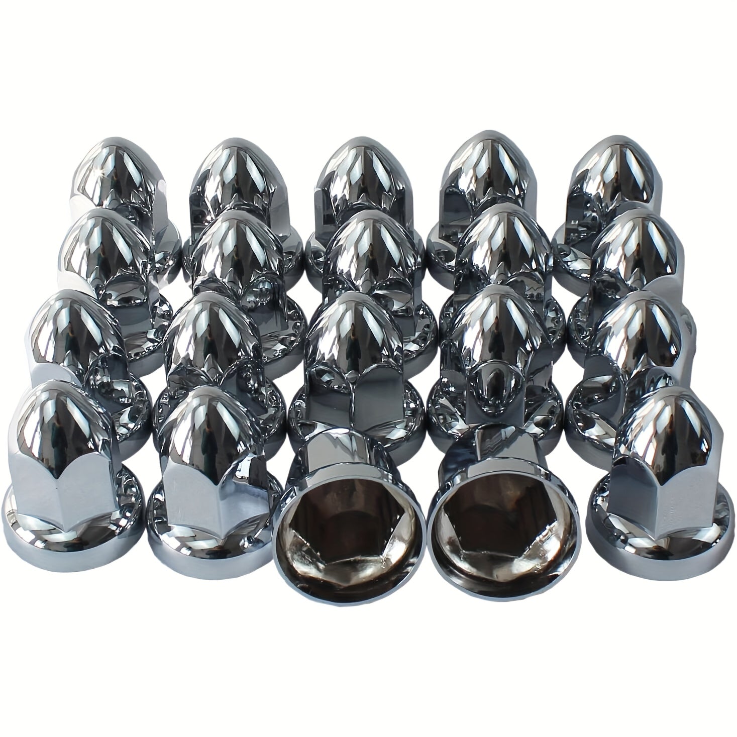 Chrome 33mm Lug Nut Covers Bullet Style Pack of 20 for Semi Trucks