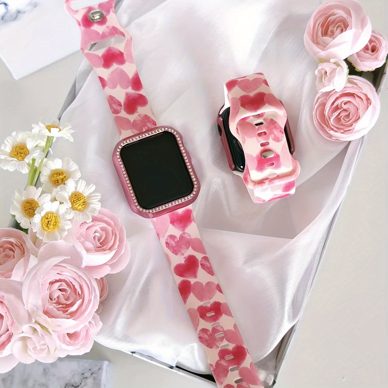 Silicone Smartwatch Band with Deployant Clasp Compatible with iWatch SE Series 1-10 Sport Replacement Strap for Men Women