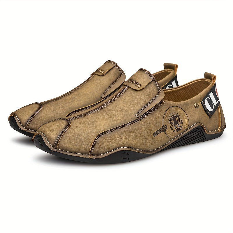 Men's Leather Loafers Slip-On Casual Shoes for Spring Summer Fall Solid Color