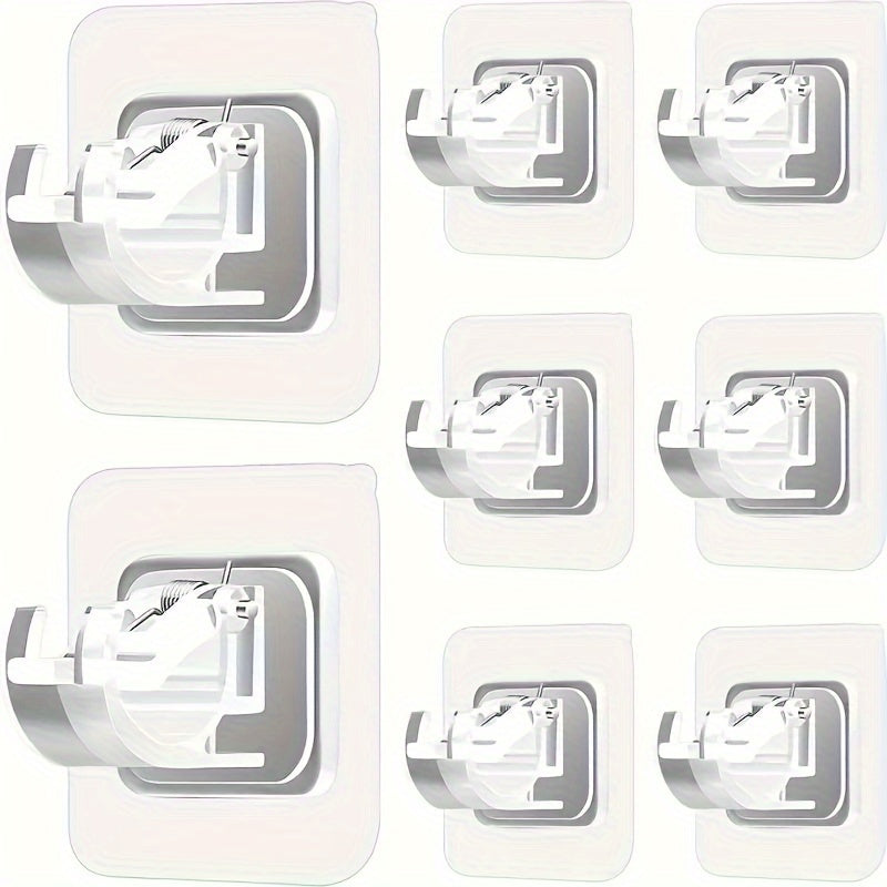 2-Pack Modern Self-Adhesive Curtain Rod Holders No-Drill Wall Mount Brackets for Kitchen Bathroom