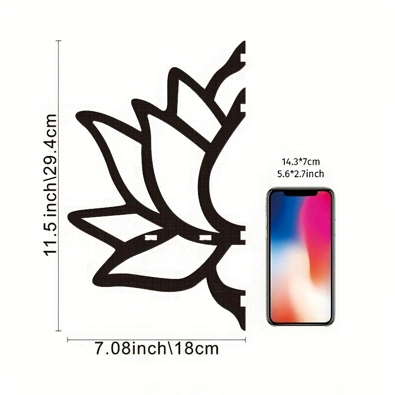 Black Wooden Wall Shelf in Lotus and Butterfly Shape for Candle Display