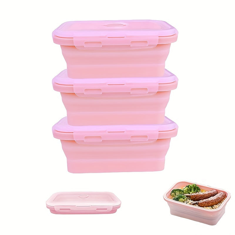 Foldable Silicone Food Storage Containers Set 3 Pack BPA Free Microwave Dishwasher Freezer