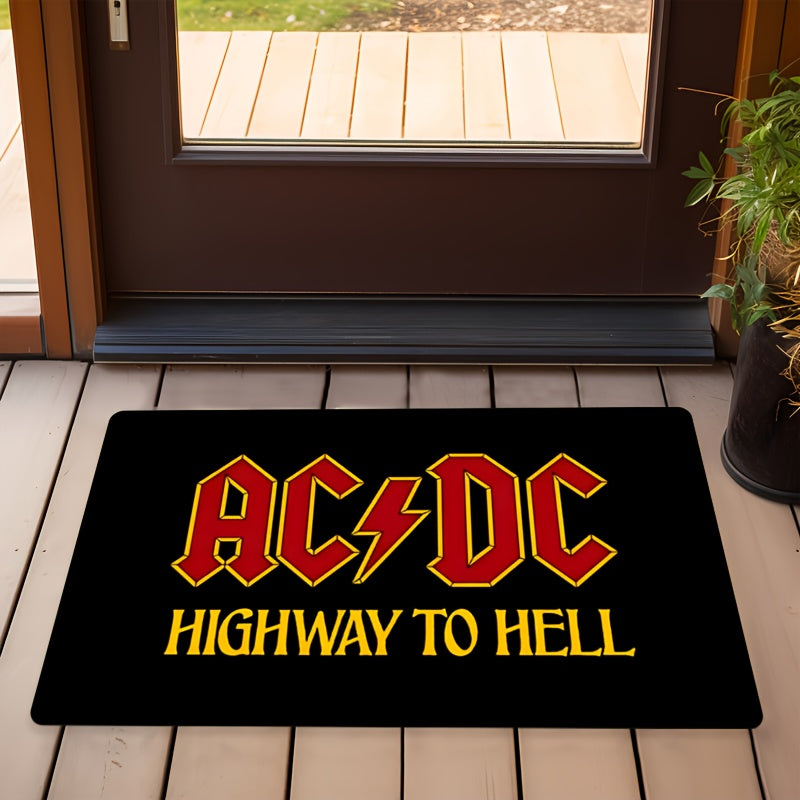 AC/DC Highway to Hell Welcome Doormat Non-Slip Polyester Indoor Outdoor Rug